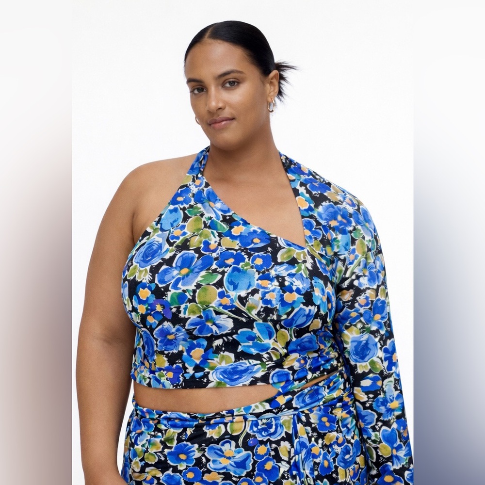 Floral print asymmetrical top XXL